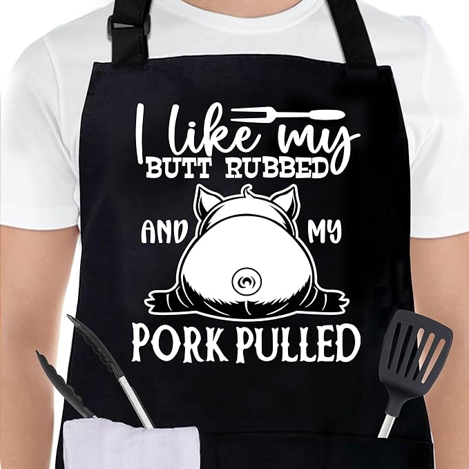 Grilling Aprons for Men,Cnavas Corss Back with Large Pockets Adjustable Chef Aprons, Funny Gifts for Men