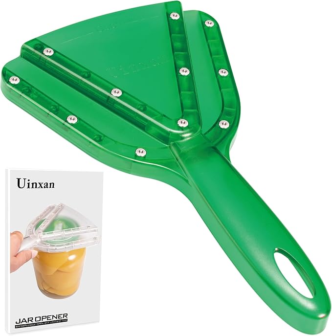 Uinxan Jar Opener for Weak Hand & Seniors with Arthritis,Easy Twist Off Bottle Caps,Patent | Unique Kitchen Gadgets,Handheld Lid Top Open for Elderly/Women/Men (Green)