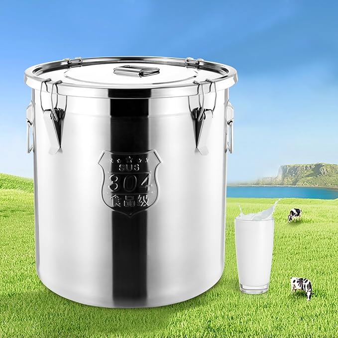 1623 OZ Stainless Steel Canister Rice Cereal Grain Storage Containers with Lid Airtight Coffee Bean Storage Milk Flour Sugar Food Storage for Home Bar Restaurant (48L/1623 OZ)