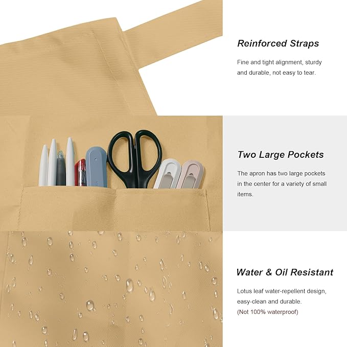 15 Pcs Adult Aprons Bulk with Pockets Adjustable Bib Chef Apron for Women Men Painting Cooking Crafting (S/L)