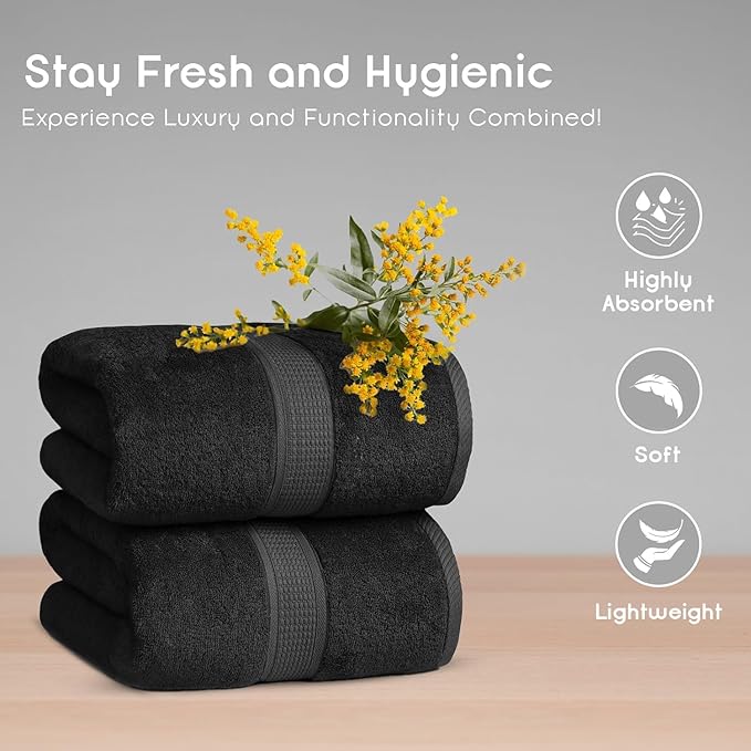 Ariv Premium Jumbo Bath Towels Pack of 2, Beach Towel, Extra-Large Bath Sheets, 100% Cotton, Super Soft, Highly Absorbent, Quick Dry, Durable, Great Value & Quality, Bathroom - Grey