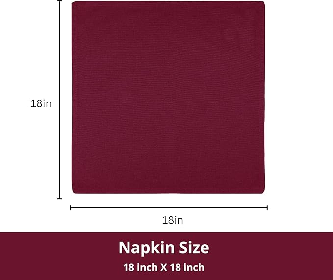 PurpleEssences Set of 12 Cloth Dinner Napkins 100% Cotton 18x18 Inch - Soft Durable Washable - Ideal for Farmhouse Party Spring Easter Summer - Perfect Everyday Use Table Linen - Burgundy