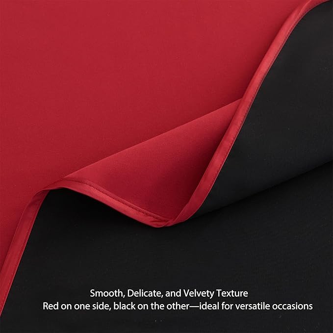 BALCONY & FALCON Rectangular Table Cloth Water Resistant Double-Sided Usable Peach-Skin Fabric Tablecloth for Weddings Holidays Dining Banquets Gardens(Black and Red, 55x70)