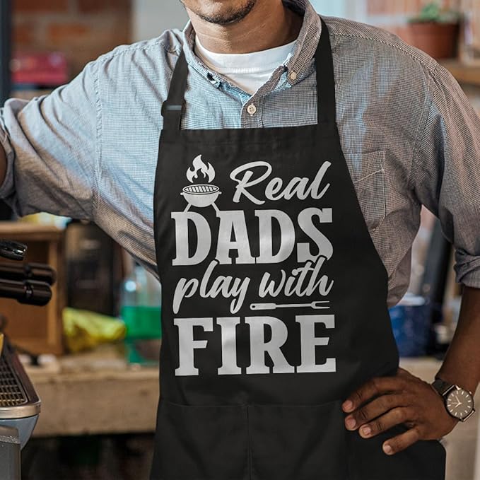 SANDJEST Funny Apron for Dad - Birthday Father’s Day Cooking Grilling Gifts for Mens