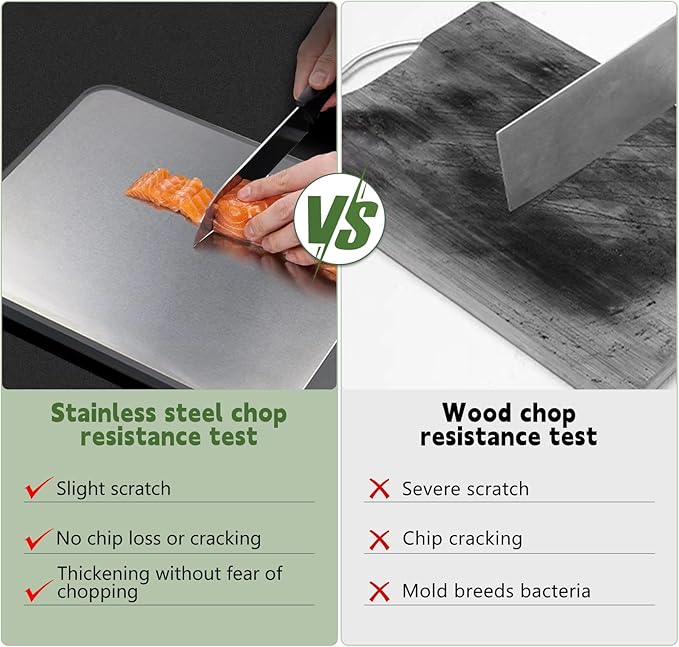 Cutting Board Double Sided,Large Stainless Steel Cutting Boards,Wheat Straw Cutting Boards for Kitchen,for Meat, Veggies, Fruits, with Easy Grip Handle,Dishwasher Safe (1, Large)