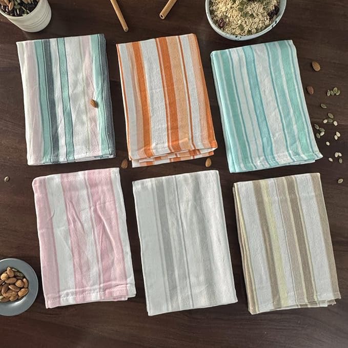THE COVERS Multi-Pack Premium 100% Cotton Kitchen Towels in 6 Attractive Colors | Lavishly Large Towels (20.5”x30.5”) with Handy Hanging Loop for Drying | Arrives Gift-Ready, with a Signature Tote