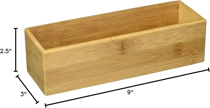 Lipper International 8381 Bamboo Wood Stacking Drawer Organizer Box, 9" x 3" (Pack of 12)