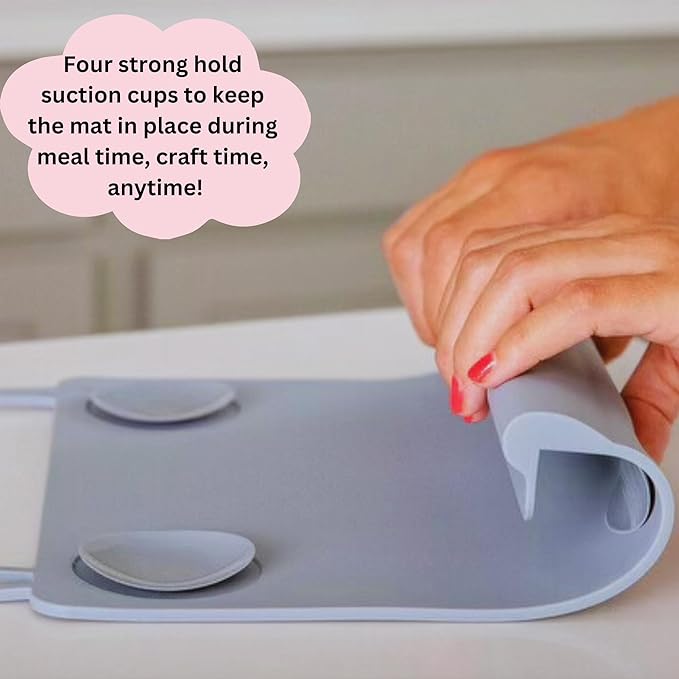 The Table Tyke Silicone Suction Placemat | Teething Edge Bumper/Spill Stopper | Dishwasher Safe, Travel Ready, Fits Highchairs | Suction Cup Activity Mat for Babies & Toddlers | BPA Free (Ballet Pink)