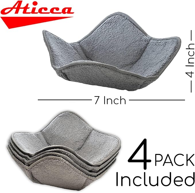 Aticca Microwave Bowl Cozy Holders for Hot Food Set of 4 Hot Pads for Bouillon Cups Multipurpose Heat Proof Plate Holder