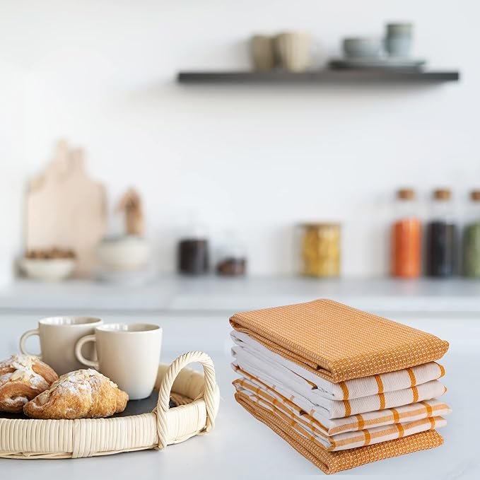LANE LINEN Kitchen Towels Set of 6-100% Cotton, Quick-Drying 18” x 28” Dish & Tea Towels, Premium Hand Towels for Drying Dishes - Yellow