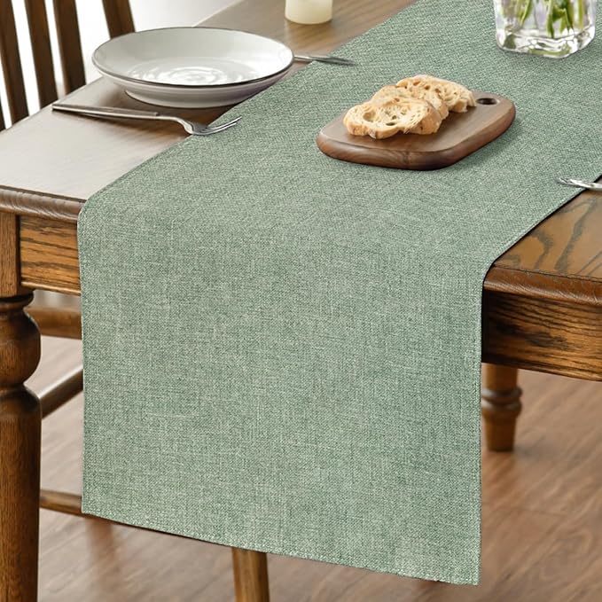 Artoid Mode Sage Green Table Runner, Seasonal Spring Summer Washable Kitchen Dining Table Decoration for Home Party Decor 13x36 Inch
