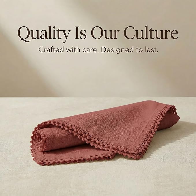 ACCENTHOME Red Cloth Napkins Set of 12 18x18 inch Cotton Dinner Napkins - Washable Soft Premium Hotel Quality Reusable Napkins Perfect Table Napkins for Family Dinners, Weddings & Everyday Use