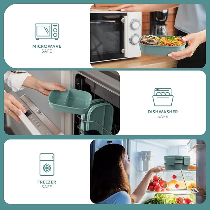 HOMETALL Adult Lunch Box,3 Stackable Bento Lunch Containers for Adults, Modern Minimalist Design Bento Box with Utensil Set, Leak-Proof Lunchbox for Dining Out, Work, Picnic