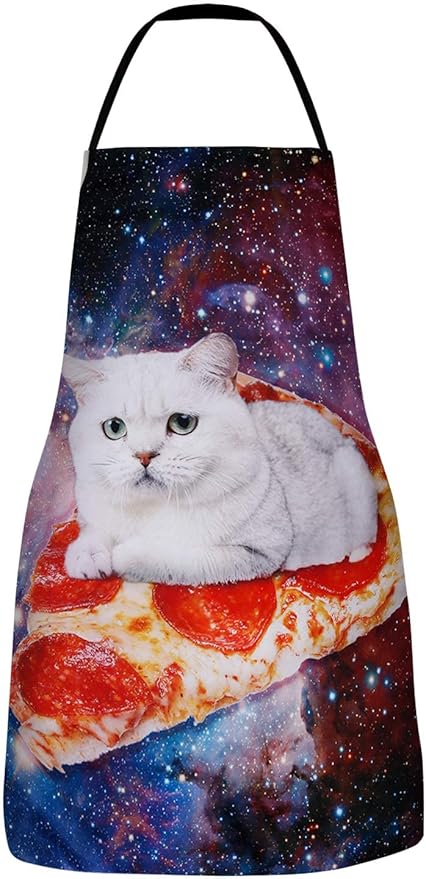 RosieLily Cat Apron for Women & Men - Funny Kitchen Apron for Cooking, Gardening, Grilling & BBQ - Cat Gifts, Baking Gifts, Galaxy Space