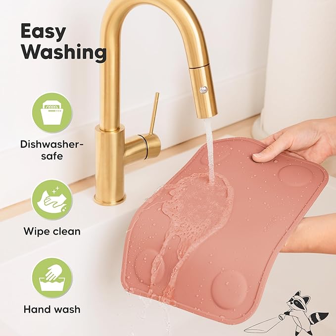 KeaBabies 2pk Silicone Placemats for Toddlers, Kids - 12x9 Non Slip Suction Baby Silicone Placemat for Restaurants, Dining Table,Travel,Easy to Clean,Food Grade/BPA-Free,Small Baby Table Mat(Roseate)