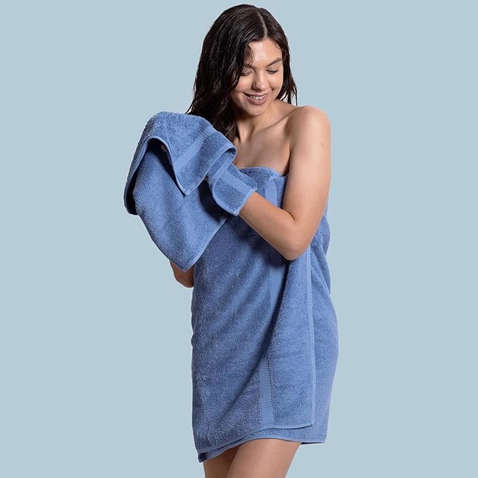 Chakir Turkish Linens 100% Cotton Premium Turkish Towels for Bathroom, 2 Large Bath Towels 36x60, 2 Hand Towels, 2 Washcloths (6-Piece Towel Set, Wedgewood)