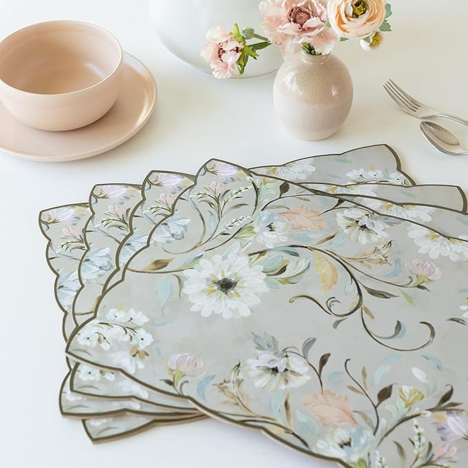 Benson Mills Cork Placemats Set of 4, Thick Cork Place Mats for Kitchen and Dining Tables, Easy Clean Table Mats (12" x 16" Rectangular Set of 4, Victorian Garden)
