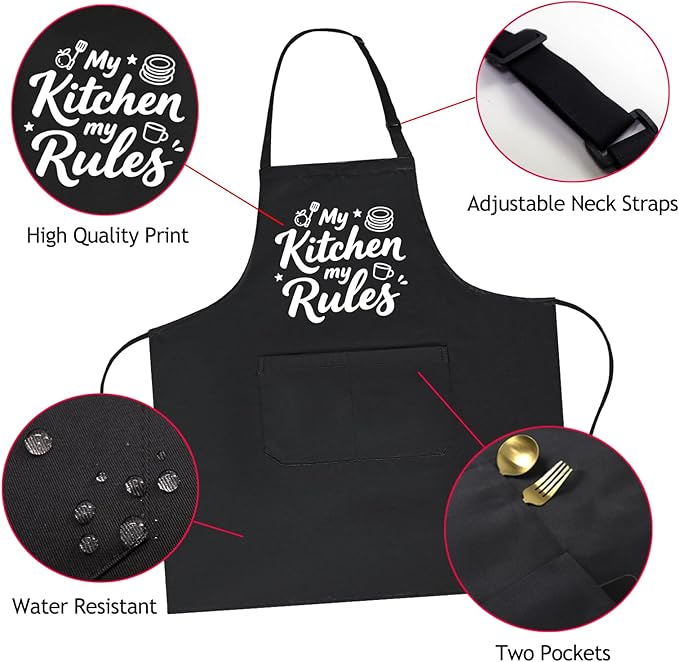 Funny Aprons for Women with 2 Pockets, Adjustable Kitchen Apron for Cooking, Baking Gifts for Birthday Christmas