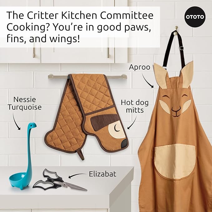 OTOTO Aproo Cooking Apron – Cute Kitchen Apron with Pockets, Funny and Giftable Kitchen Accessories, Kangaroo Design - Kitchen GIfts, Funny Gifts, White Elephant Gifts (Brown Aproo Only)