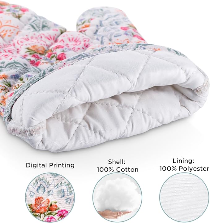BONTHEE Pot Holders for Kitchen Heat Resistant Hot Pads for Countertops Oven Pot Holders Cotton Potholders for Kitchen Cooking Baking, Extra Long Cotton Cooking Gloves - Mandala - Oven Gloves - 2PCS