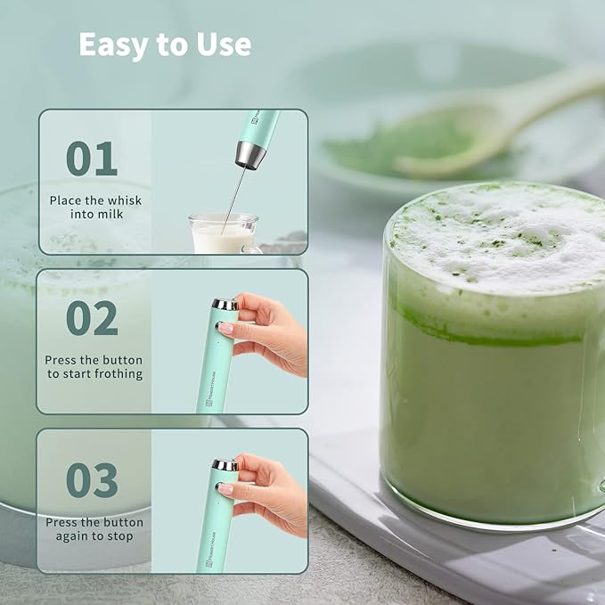 Maestri House Rechargeable Milk Frother with 3 Heads, LunaFro AS Handheld Electric Foam Maker Waterproof Detachable Stainless Steel Whisk Drink Mixer Foamer with Stand for Lattes, Cappuccino, Egg
