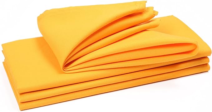 Hemmed Edge Cloth Dinner Napkins Set of 4 18x18 Inches - Mustard, Soft Decorative Premium Dinning Table Linen Napkin Ideal for Kitchen, Spring, Easter | Washable Polyester Fibre Napkin for Home Décor