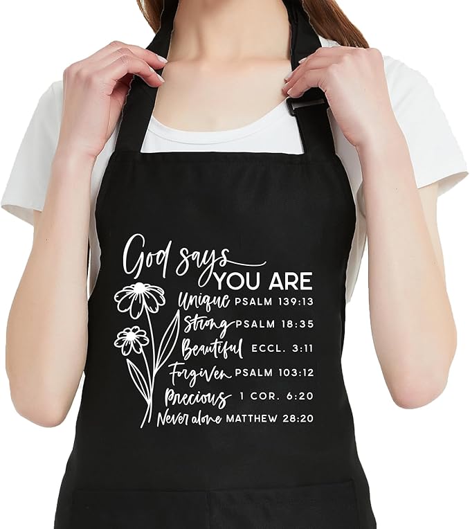 Funny Waterdrop Resistant Aprons for Women with 2 Pockets, Adjustable Bib Chef Kitchen Apron for Cooking Baking