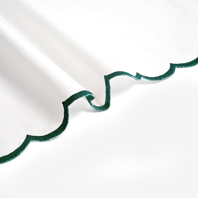 Ridhi Cloth Napkins 100% Pure Cotton Farmhouse Wedding Dinner Napkins Gift for Spring, Easter, Valentine, Holiday, Everyday Napkin (4-18" x 18" White with Emerald Green Edge)