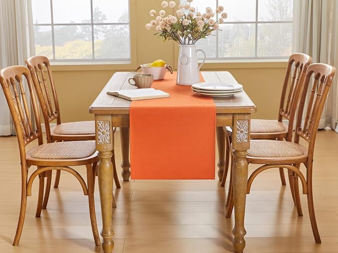 YATOJUZI Orange Table Runner Seasonal Autumn Kitchen Dining Coffee Table Decoration 72 Inches Long Waterproof Farmhouse Rustic Table Runner Halloween Home Wedding Party Decor 16x72Inch