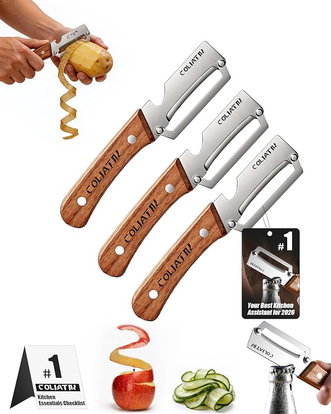 Kiwi Peeler Multifunctional Vegetable Peeler Stainless Steel Potato De Papas Kitchen Shears and Pineapple Peelers Fruit Food Pelador De Verduras Apple Corer Paring Knife Carrot Shredder (3pcs)