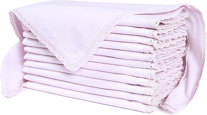 Ramanta Home Linen Flax Cloth Napkins Set of 12 Lavender, 18x18 Inch | Easter Premium Cotton Linen Flax Lace Soft & Durable | Washable Ideal for Spring Basket Décor, Wedding, Kitchen, Everyday Use