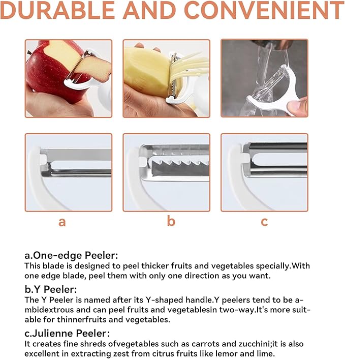 2-in-1 Electric Peeler | Auto Blade for Fruits/Vegetables | 2 Interchangeable Blades | 2*AAA | Kitchen, Travel, Camping