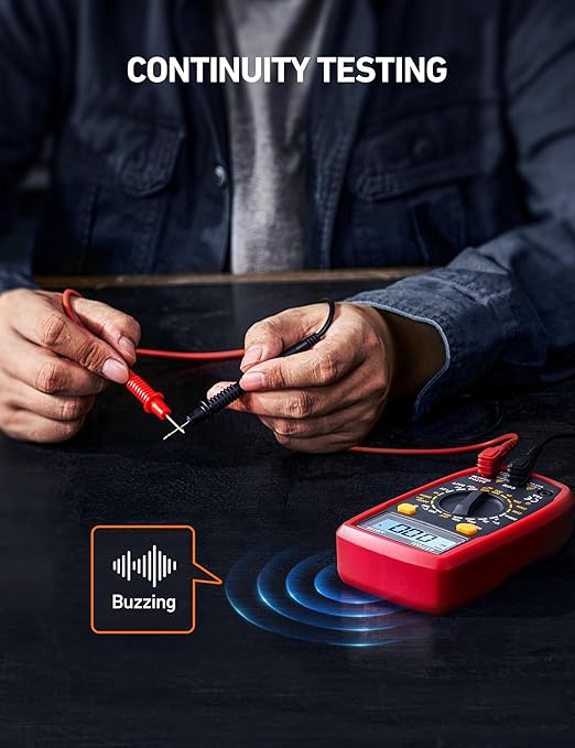 AstroAI Digital Multimeter Tester 2000 Counts with DC AC Voltmeter and Ohm Volt Amp Meter; Measures Voltage, Current, Resistance, Continuity and Diode, Black