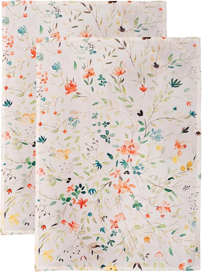 Maison d' Hermine Kitchen Towels Set of 2 100% Cotton 27.50" x 20" Reusable Cloth Tea Dish Towels Absorbent with Hanging Loop for Kitchen, Home, Dining, Cocktail Parties Spring/Summer (Colmar)