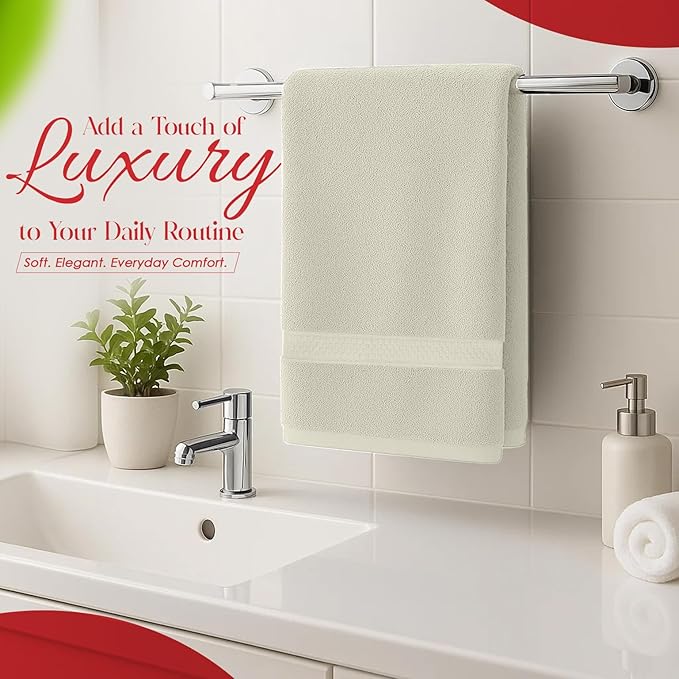 RIVERSIDE 6 Pack Premium Hand Towels Set, 16x28 inches, 100% Ring Spun Cotton, 600 GSM, Soft, Quick Dry and Highly Absorbent, Towels for Bathroom, Kitchen, Gym, Spa - Cannoli Cream