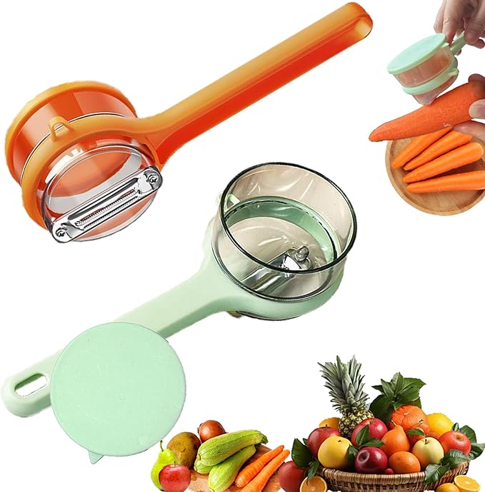 2Pcs Vegetable peelers for kitchen, Potato Peeler, Fruit Carrot Veggie Peelers Built-in peel catcher, Peeler with Ergonomic Non-Slip Handle,Dishwasher safe for home, office and camping(Green&Orange)