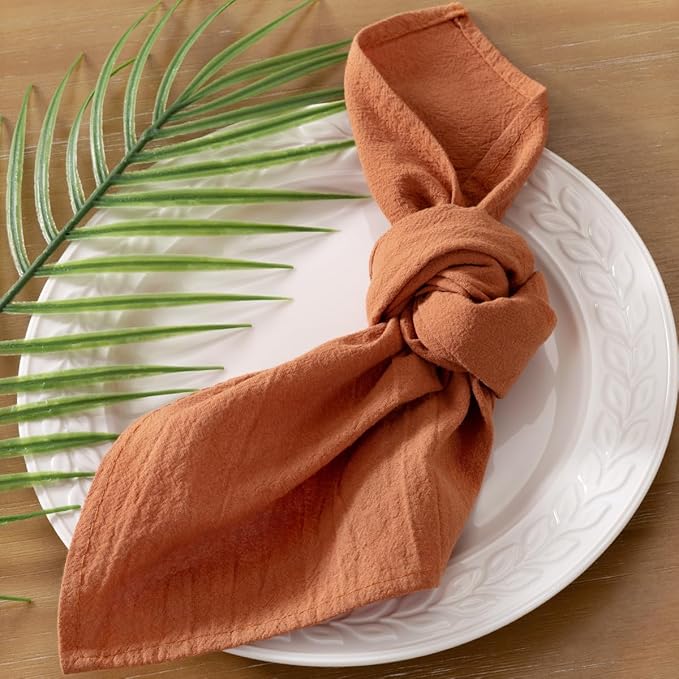 Socomi Cloth Napkins Terracotta Easter Spring Washable Reusable Bulk Linen Cotton Napkins Set of 10 17"x17" for Wedding Party Bridal Baby Shower Birthday Dining Table Decorations