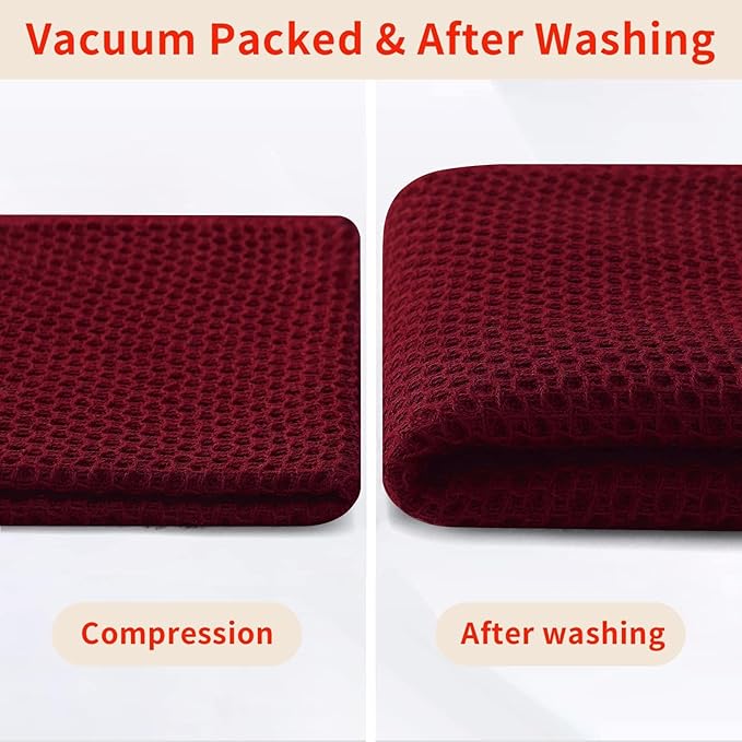 Homaxy 100% Cotton Kitchen Towels and Dishcloths Set, 12 x 12 Inches and 13 x 28 Inches, Set of 10 Bulk Kitchen Towels Set, Ultra Soft Absorbent Dish Cloths for Washing Dishes, Burgundy