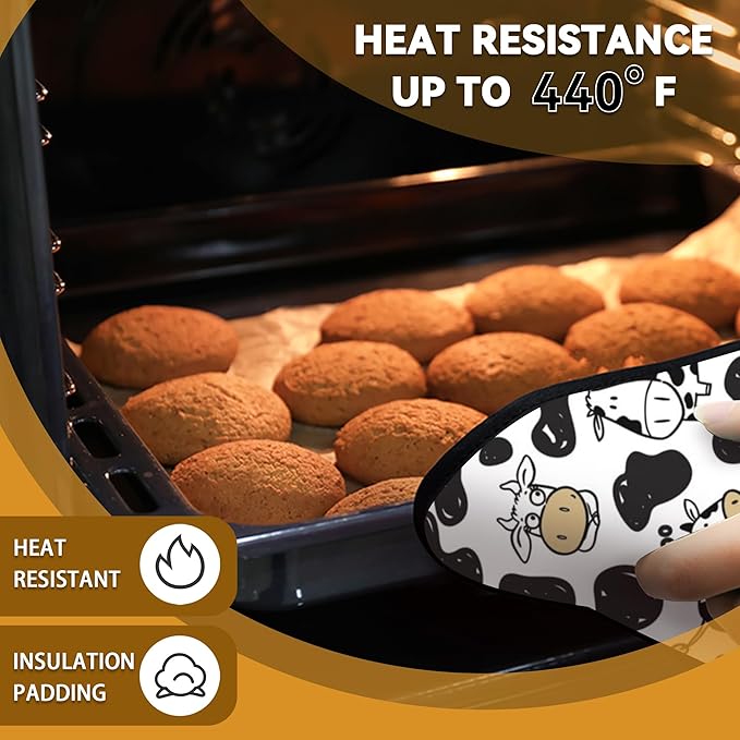Cow Skin Pot Holder Set of 2,Heat Resistant Potholders Oven Hot Pads for Kitchen Cooking Baking BBQ