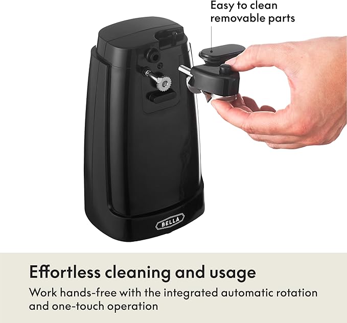bella Electric Can Opener and Knife Sharpener,Removable Cutting Lever,Cord Storage,Stainless Steel Blade,Black,(Pack of 4)