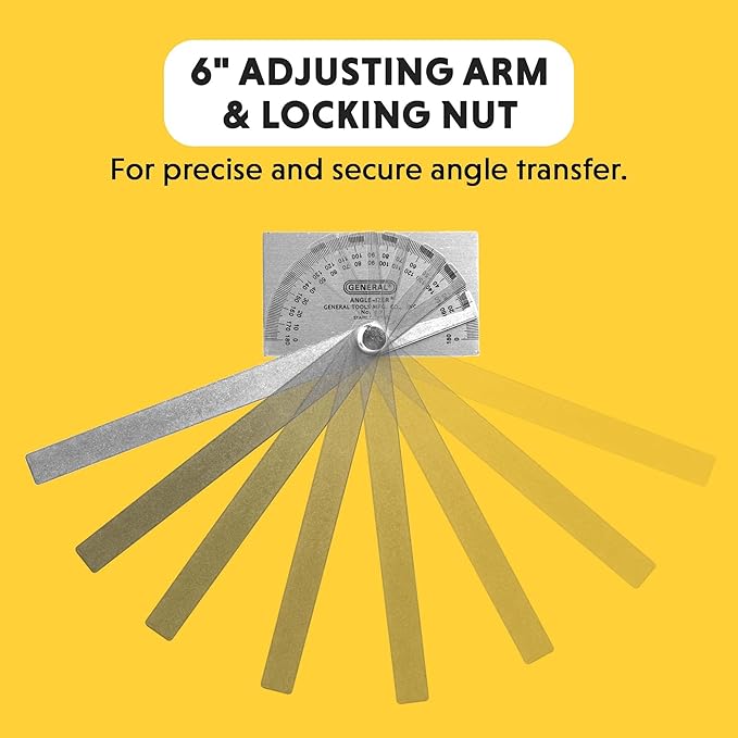 General Tools Angle Protractor #17 Stainless Steel Square Head - Measuring Tool for Carpenters & Woodworking Hobbyists