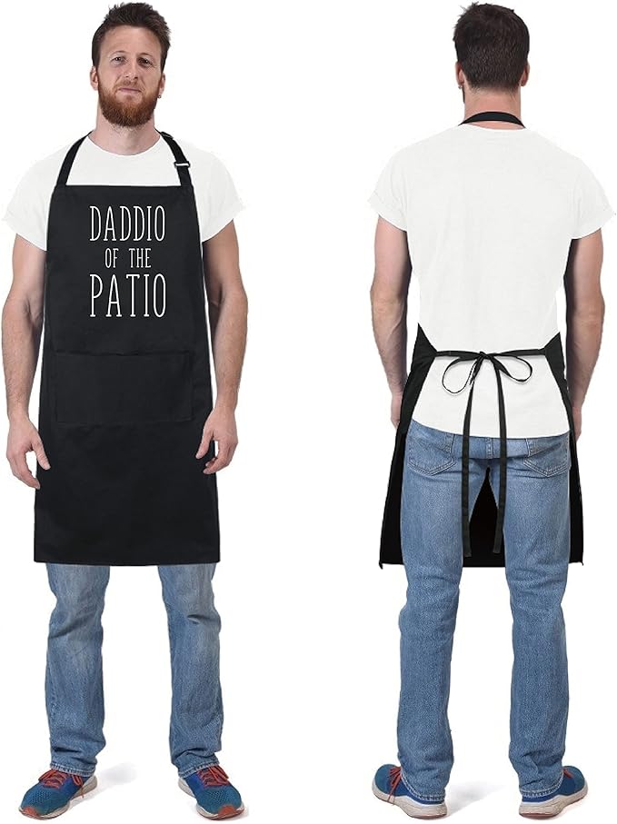 Xornis 100% Cotton Funny Apron with 2 Pockets for Men Women BBQ Grilling Adjustable Bib Black Aprons Gifts Cooking Kitchen