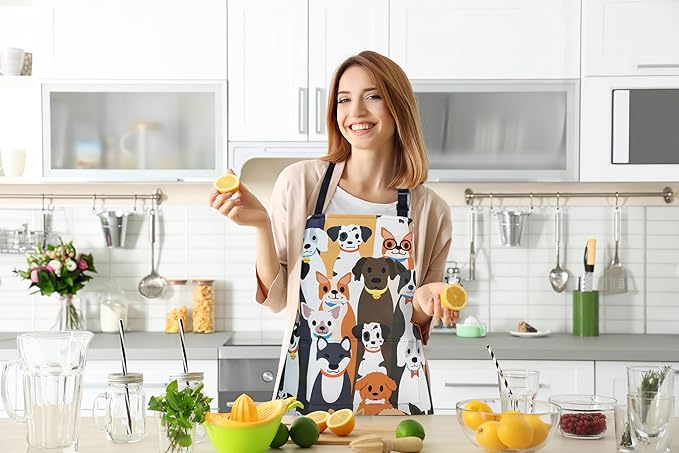 ZiQilin Adjustable Waterproof Kitchen Apron for Women with 2 Pockets Cooking Chef Apron Gardening Funny BBQ Aprons for Men
