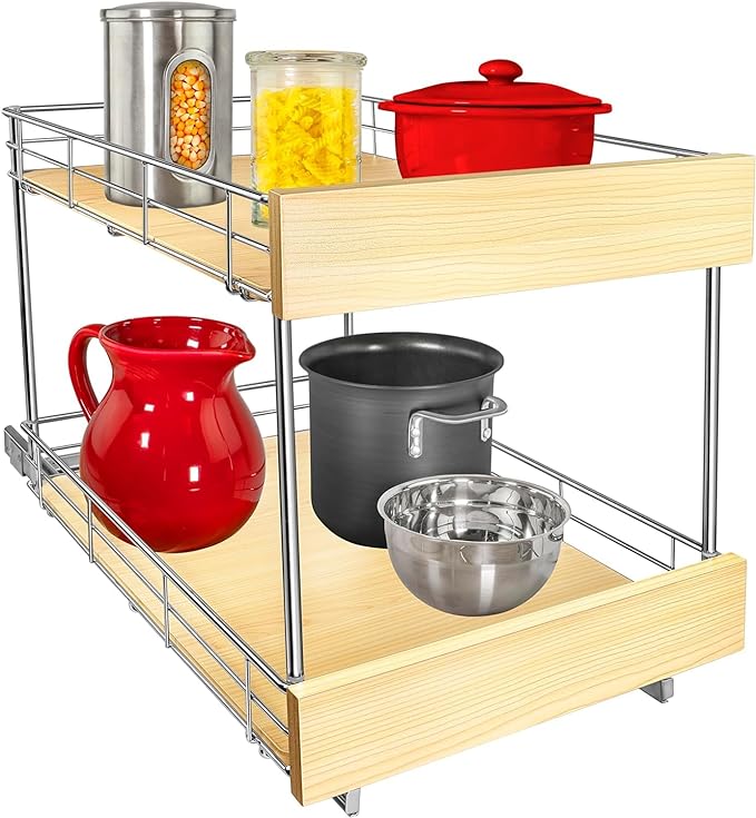 LYNK PROFESSIONAL® SELECT™ Pull Out Cabinet Organizer - 14" x 21" - Slide Out Cabinet Organizer for Kitchens - Sliding Shelves - Pull Out Drawer, Pots and Pans Storage - Lifetime Ltd Warranty - 2 Tier