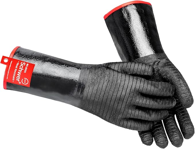 932°F Extreme Heat Resistant BBQ Gloves, Waterproof Oven & Fryer Gloves, Oil Resistant Neoprene Grill Gloves for Baking, Smoker, 14 inch