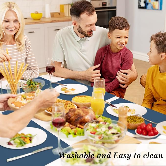 Placemats Set of 4, Heat Resistant Placemats Wrinkle Free Place Mats for Dining Table, Cotton Linen Table Mats for Indoor & Outdoor, 12x18 inch (Bule)