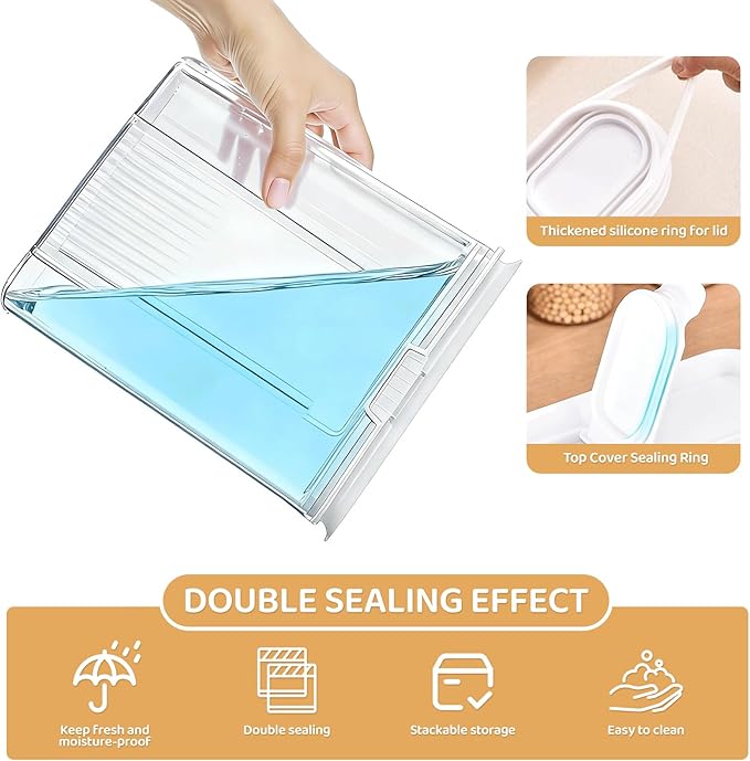 Cereal Container and Rice Storage Dispenser-Airtight Food Storage Organizers BPA-free Plastic Kitchen Pantry Storage Containers food-grade PET material Suitable for rice, grains (4L(2PC))