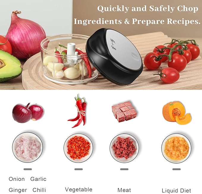 Manual Vegetable Chopper Hand Pull String Garlic Mincer Onion Cutter Manual Food Processor for Ginger, Chili, Fruit, Meat, Nuts Mini Portable Food Chopper 250ml