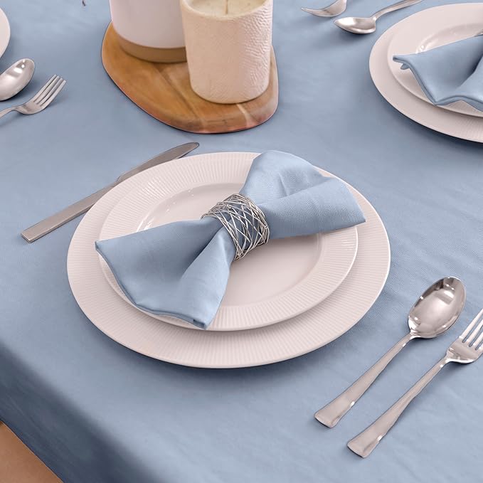 Encasa XO B Grey Cloth Napkins Set of 6, 17"x17" | Solid Color Cotton Dinner Napkins | Washable & Reusable Wedding Napkins for Holiday Dinners, Party, & Everyday Table Decor