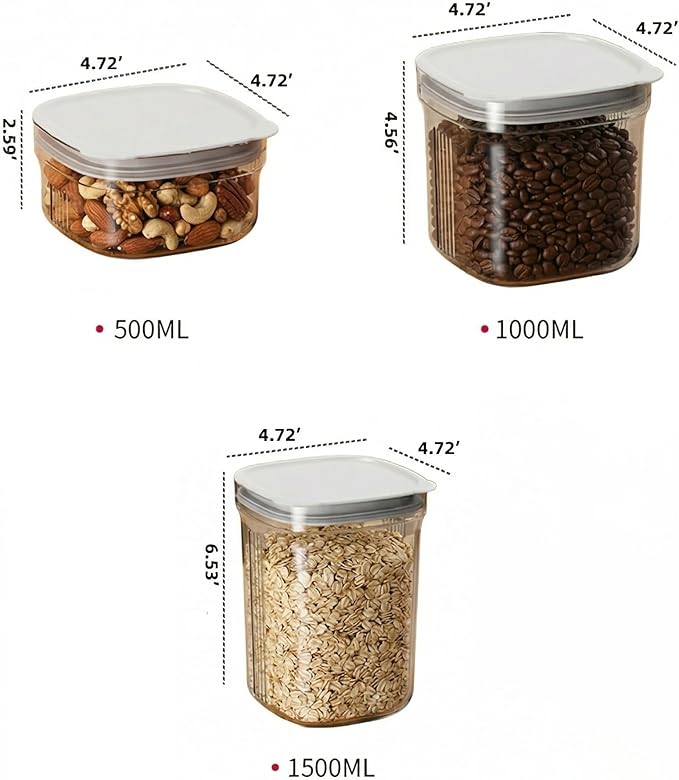 Airtight Food Storage Containers with Lids, 4 Pcs Set BPA Free Clear Kitchen Pantry Organization Canisters for Herbs, Coffee, Tea - Keeps Food Fresh & Dry (Transparent - 3pcs)